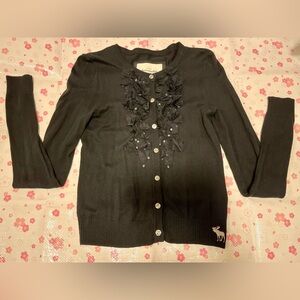 Abercrombie Kids Girls Black Cardigan with Decorative Sequins/Beads Size XL